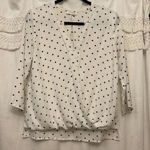 Black & White Polka Dot Quarter Sleeve Blouse